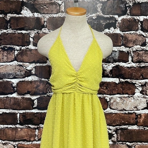 Wishlist Apparel Yellow Maxi Dress Halter Dots Medium - Picture 9 of 15